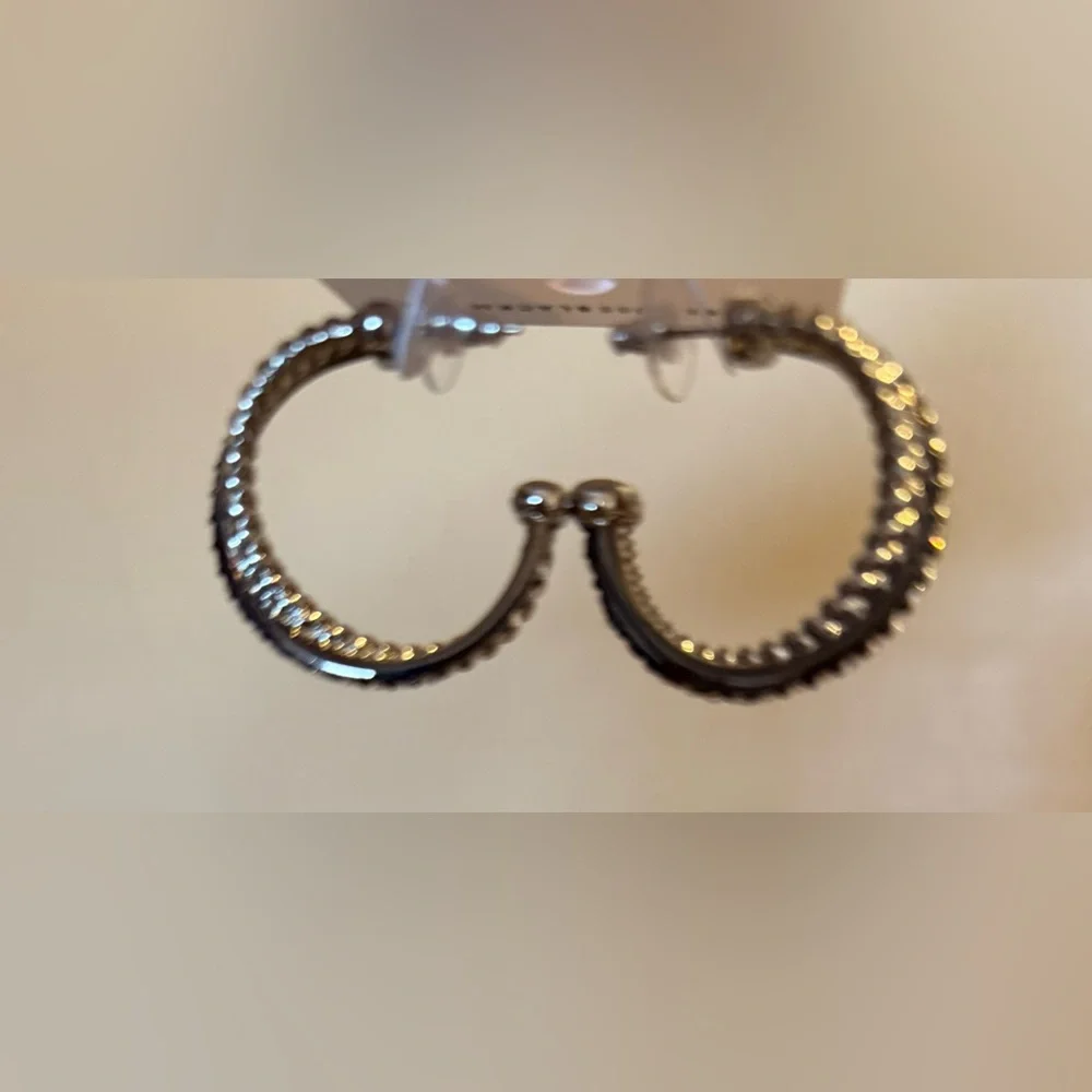 White House Black Market Swarovski Crystal Hoop Earrings — New w/ Tags - Picture 5 of 9